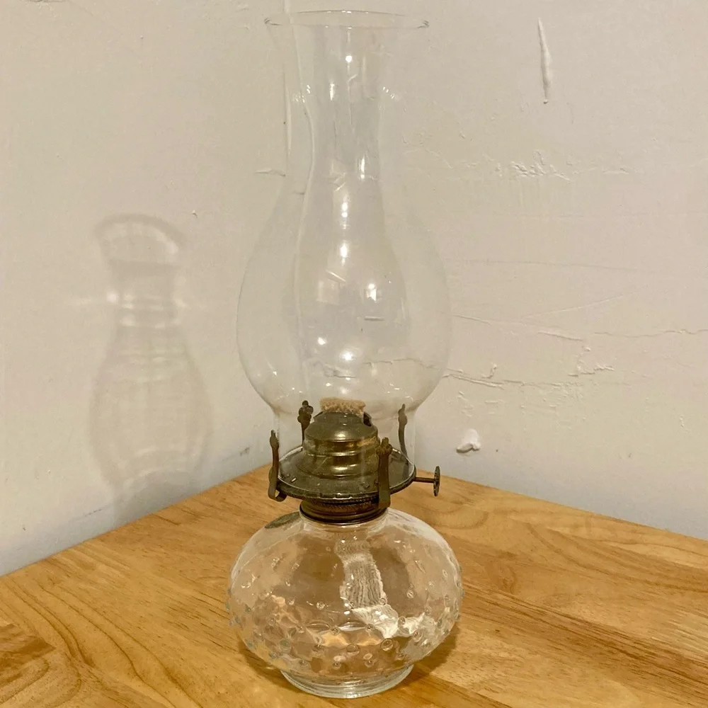 Vintage Lamplight Farms Glass Lamp Hurricane Chimney Wick Paraffin Wales Unused